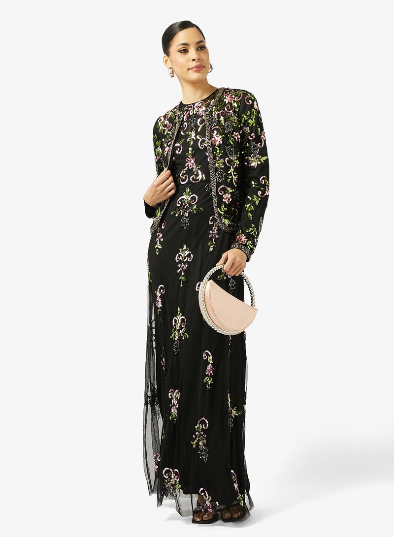 MARYISA Embellished Mesh Detailed Maxi Dress - Image 4